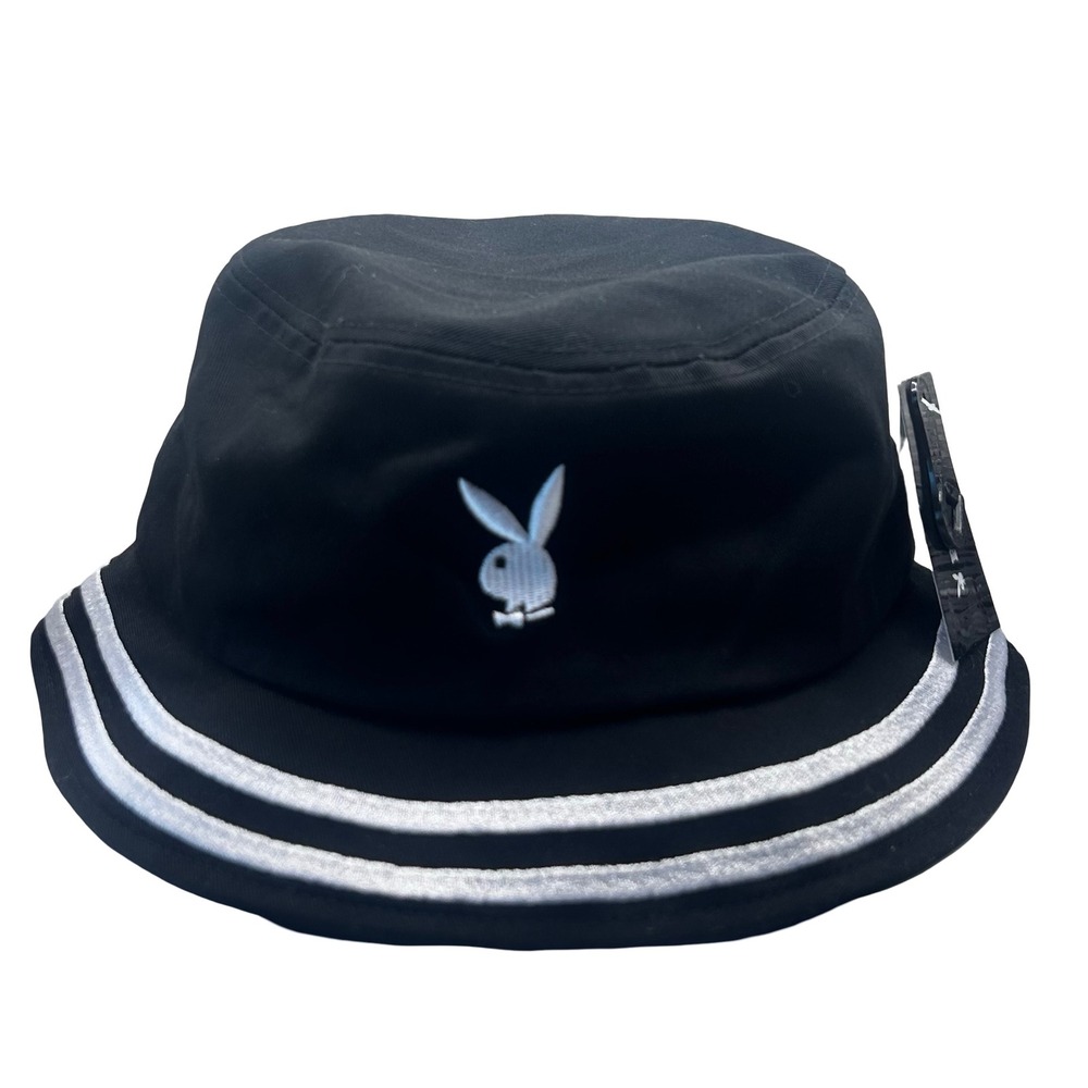 Playboy Bucket Hat Black White Double Stripe Rabbit Logo BKH 2023 Streetwear